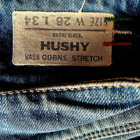 Diesel Wash 008N1_STRETCH ~ HUSHY Low Rise Straight Cut Distressed Denim ~ BLUE - Picture 4 of 8